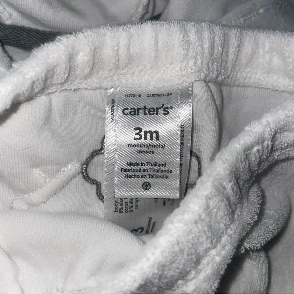 Carter’s Baby Boys 2PC Outfit 3M Fleece White Zip Hoodie Ears Lamb Pants Set - Picture 4 of 4